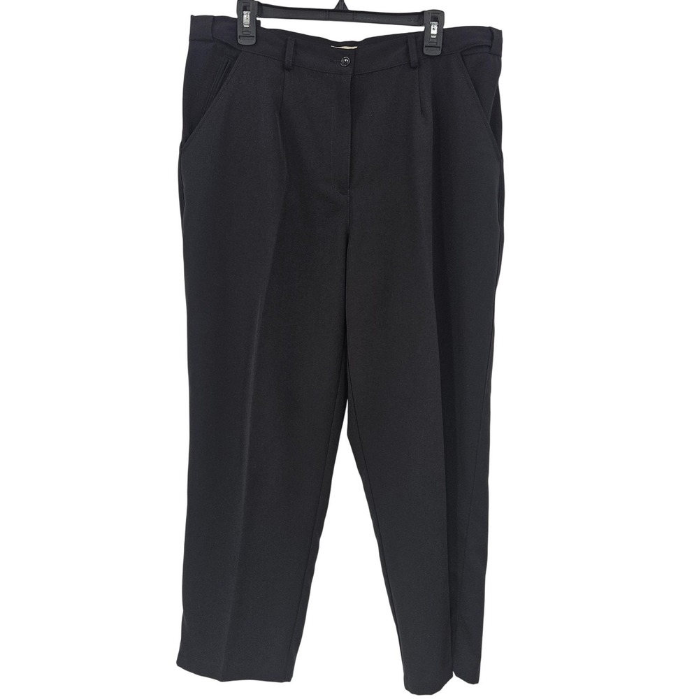 L.L. Bean Dress Pants Womens 16P Black Polyester Straight Leg Work Slacks Office